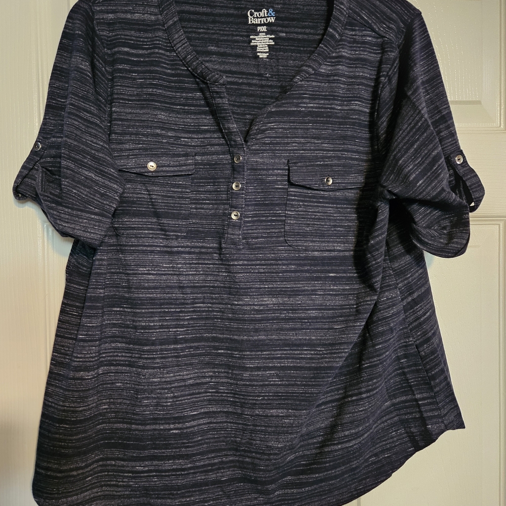 Croft & Barrow Dark Blue Striped Top